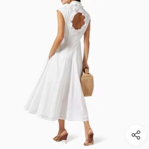 Joslin Samantha White Eyelet Midi Dress with Scalloped Back Cutout